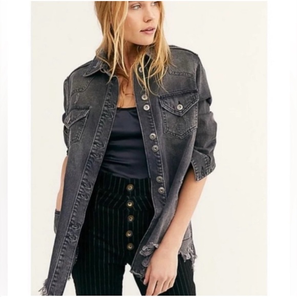 Free People moon dust Distressed Jean Jacket - Picture 3 of 9